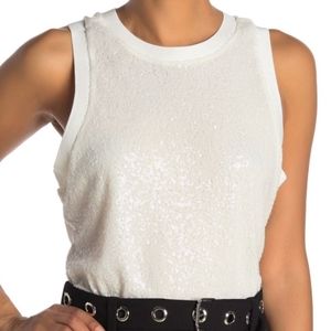 NWT: RACHEL Rachel Roy Cole Ivory Sequin Front Tank